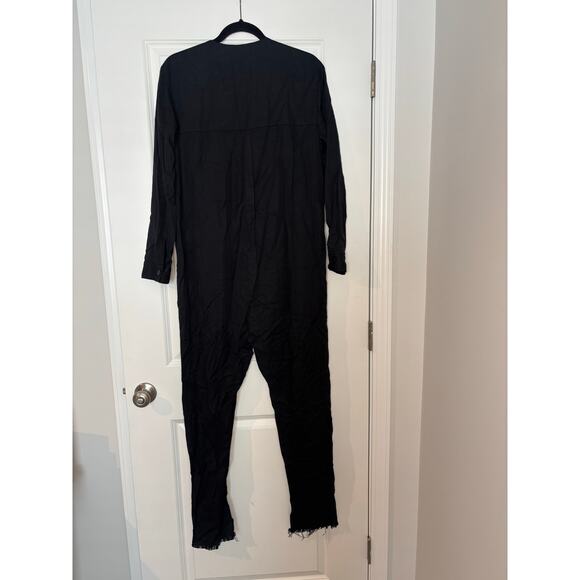 One Teaspoon Black Relaxed Jumpsuit Womenโs Size Small Deep V Button Front - Picture 4 of 15